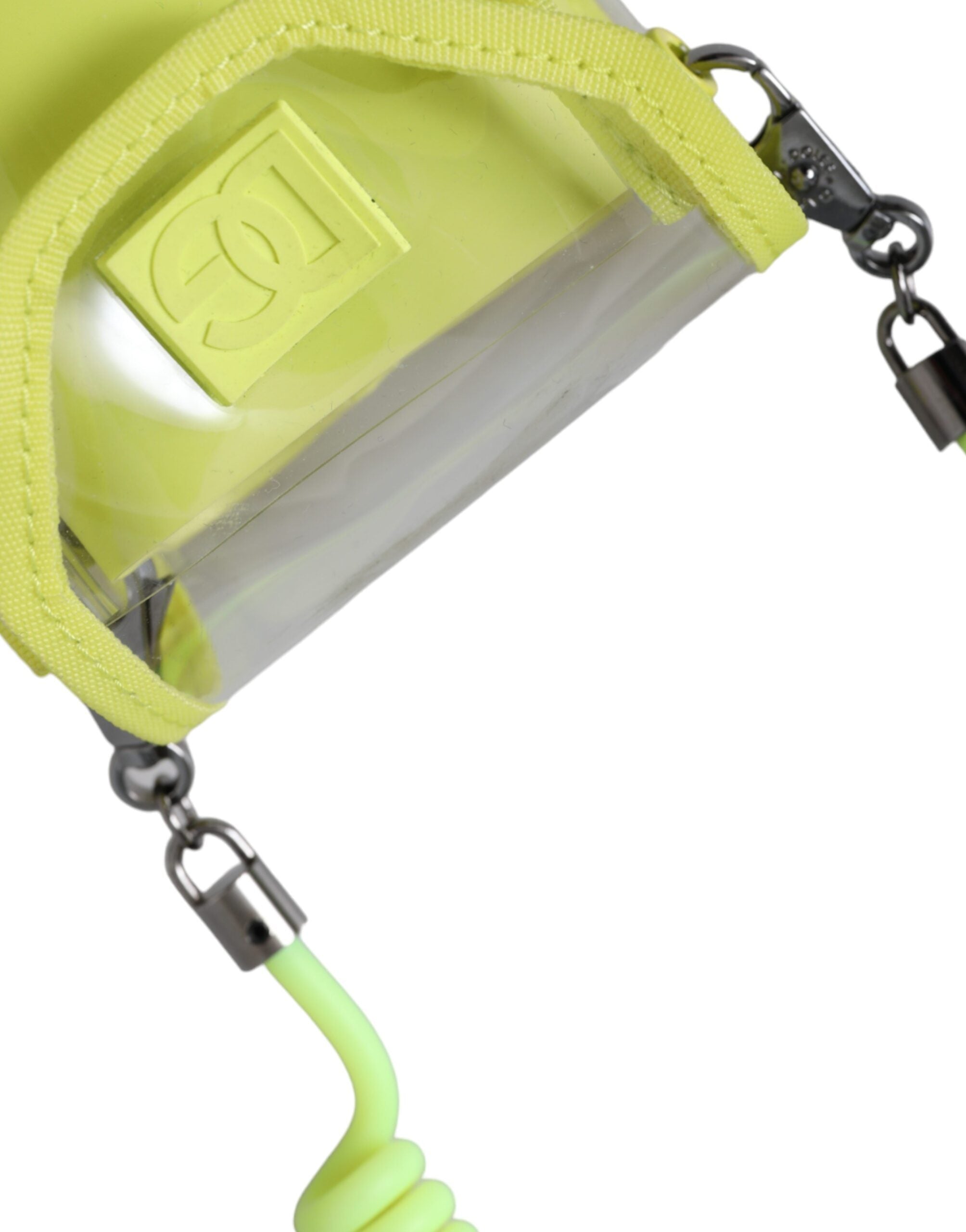 Dolce & Gabbana Yellow Green Plastic DG Logo Neck Strap Cardholder Wallet - Zeiniez