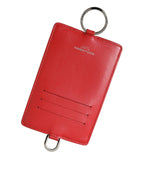 Dolce & Gabbana Red Calfskin Leather Lanyard Logo Card Holder Wallet - Zeiniez