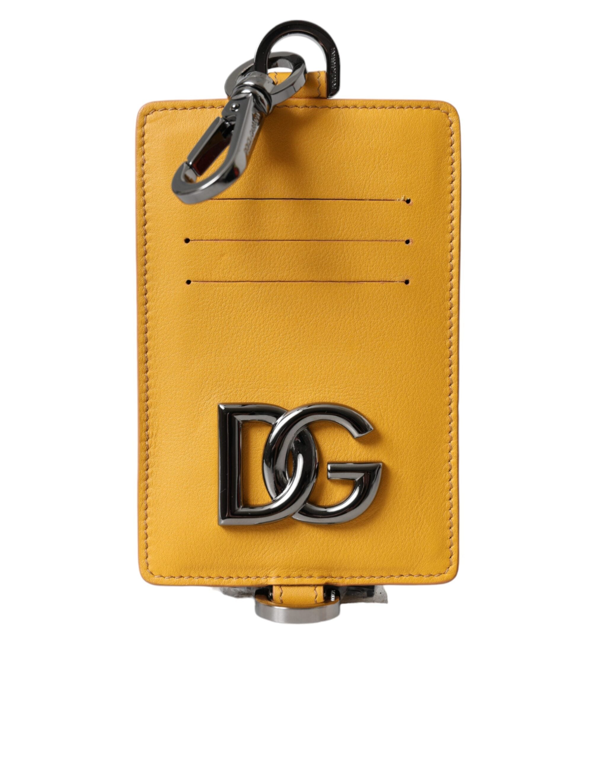 Dolce & Gabbana Orange Calf Leather Credit Card Holder Clip On Wallet - Zeiniez