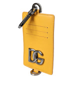 Dolce & Gabbana Orange Calf Leather Credit Card Holder Clip On Wallet - Zeiniez