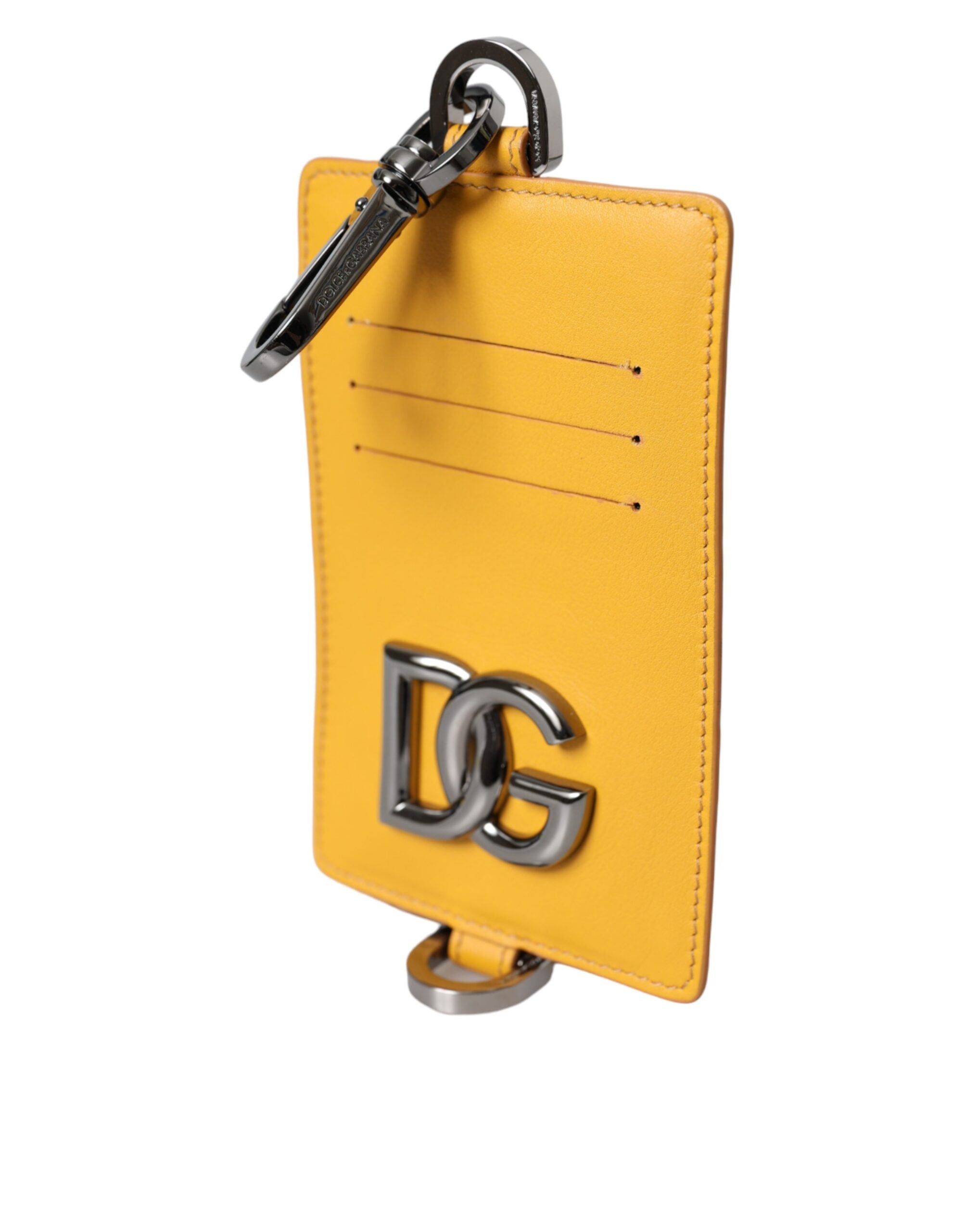 Dolce & Gabbana Orange Calf Leather Credit Card Holder Clip On Wallet - Zeiniez