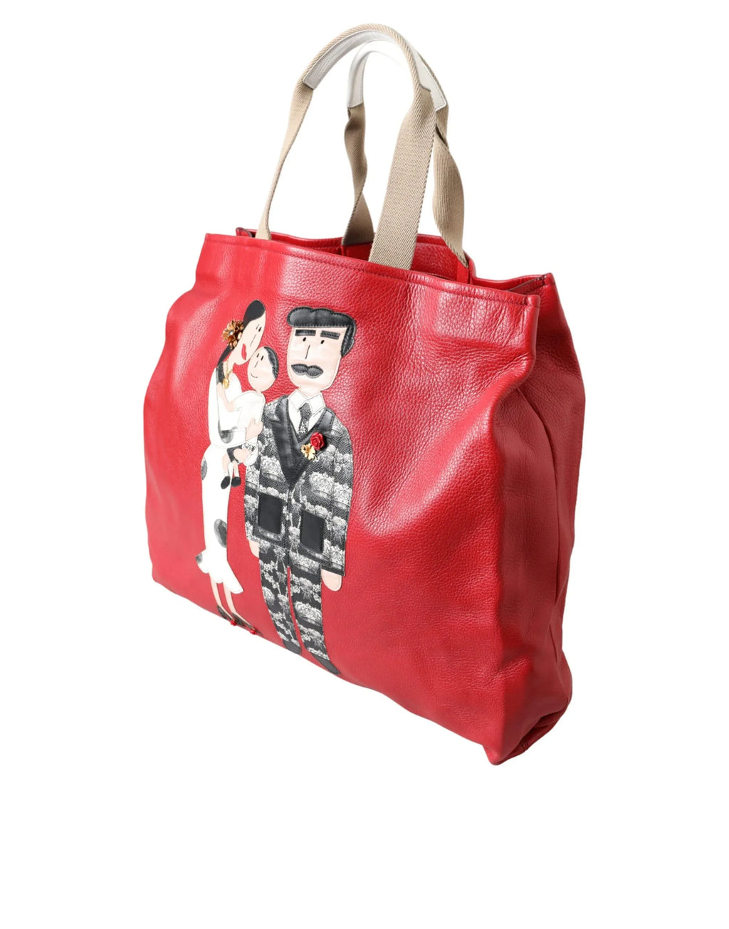 Dolce & Gabbana Red Leather #DGFamily Patch Shopping Tote Bag - Zeiniez