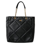 Dolce & Gabbana Black Leather JUNGLE Quilted Shopping Tote Bag - Zeiniez
