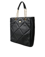 Dolce & Gabbana Black Leather JUNGLE Quilted Shopping Tote Bag - Zeiniez
