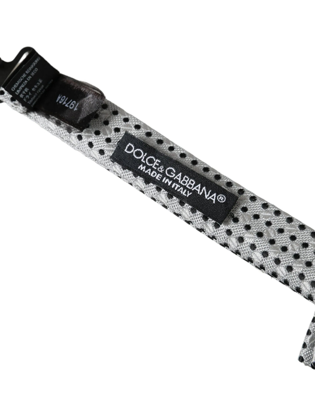 Dolce & Gabbana Gray Silk Polka Dot Adjustable Neck Men Papillon Bow Tie - Zeiniez