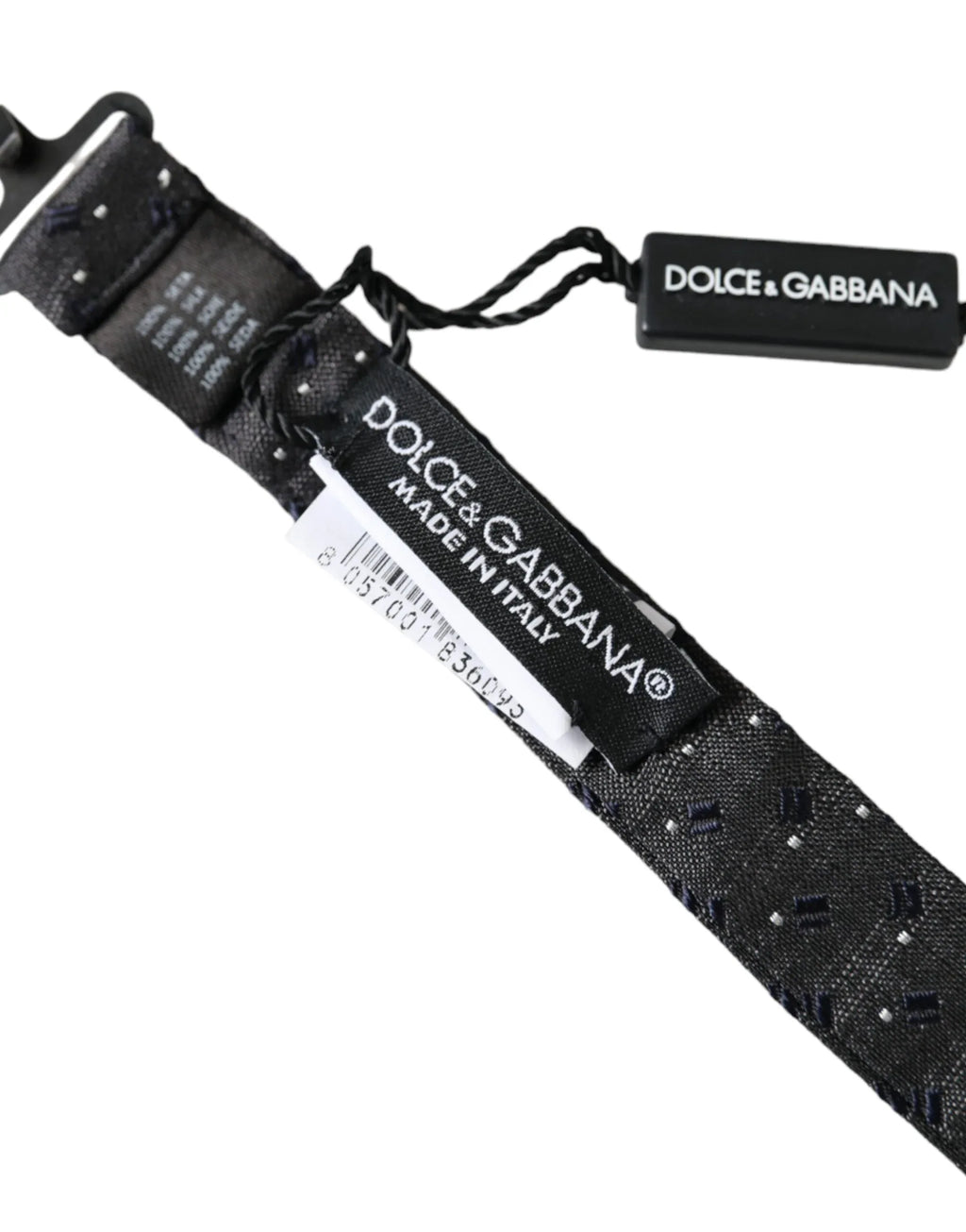 Dolce & Gabbana Black Silk Patterned Adjustable Neck Men Papillon Bow Tie - Zeiniez