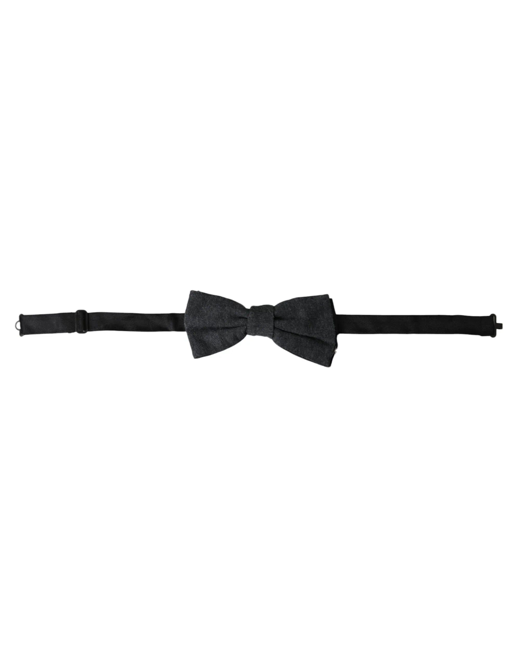 Dolce & Gabbana Dark Gray Silk Adjustable Neck Men Bow Tie - Zeiniez