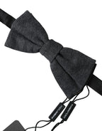 Dolce & Gabbana Dark Gray Silk Adjustable Neck Men Bow Tie - Zeiniez
