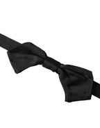 Dolce & Gabbana Black Satin Silk Adjustable Neck Men Bow Tie - Zeiniez