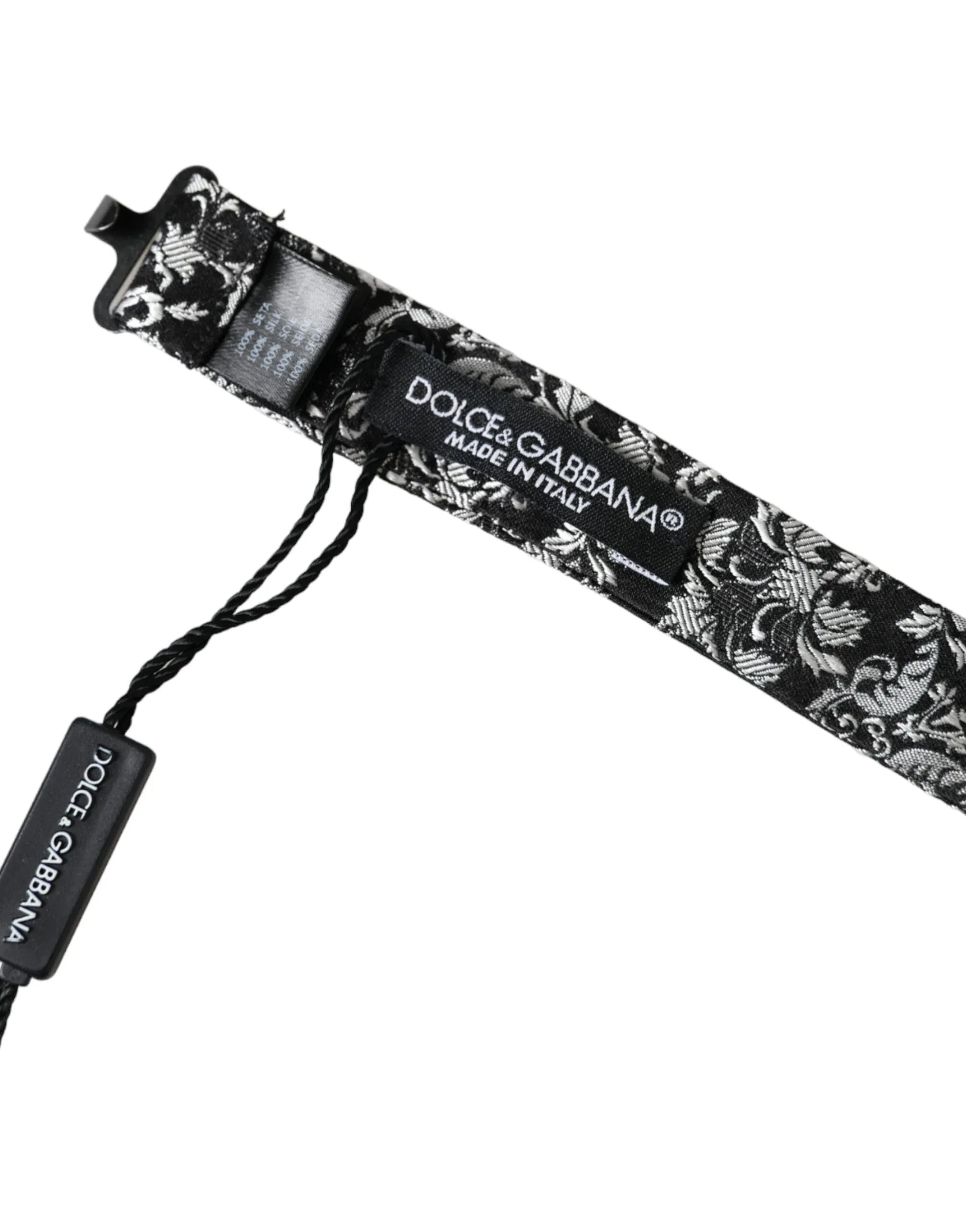 Dolce & Gabbana Black Floral Silk Adjustable Neck Men Bow Tie - Zeiniez