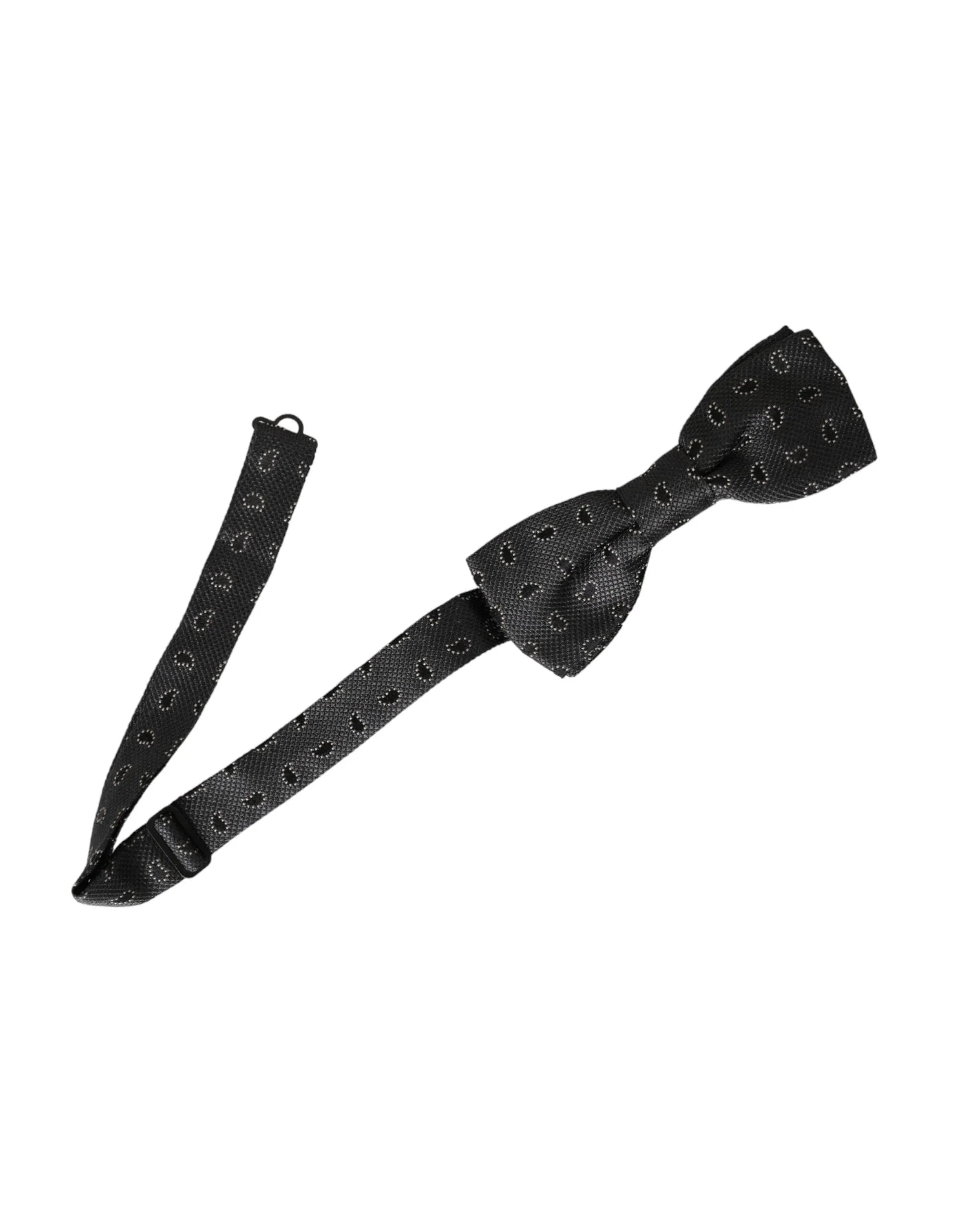 Dolce & Gabbana Black Silk Patterned Adjustable Neck Men Bow Tie - Zeiniez