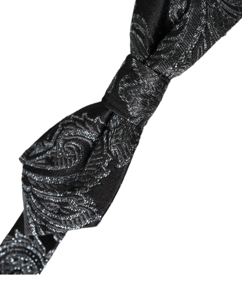 Dolce & Gabbana Black Silk Jacquard Adjustable Neck Men Bow Tie - Zeiniez