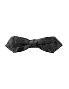 Dolce & Gabbana Black Silk Jacquard Adjustable Neck Men Bow Tie - Zeiniez