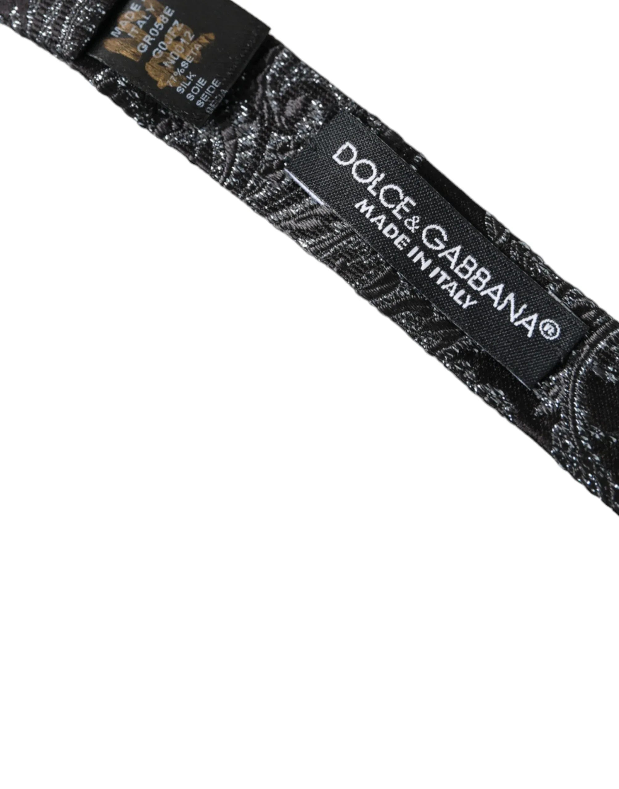 Dolce & Gabbana Black Silk Jacquard Adjustable Neck Men Bow Tie - Zeiniez
