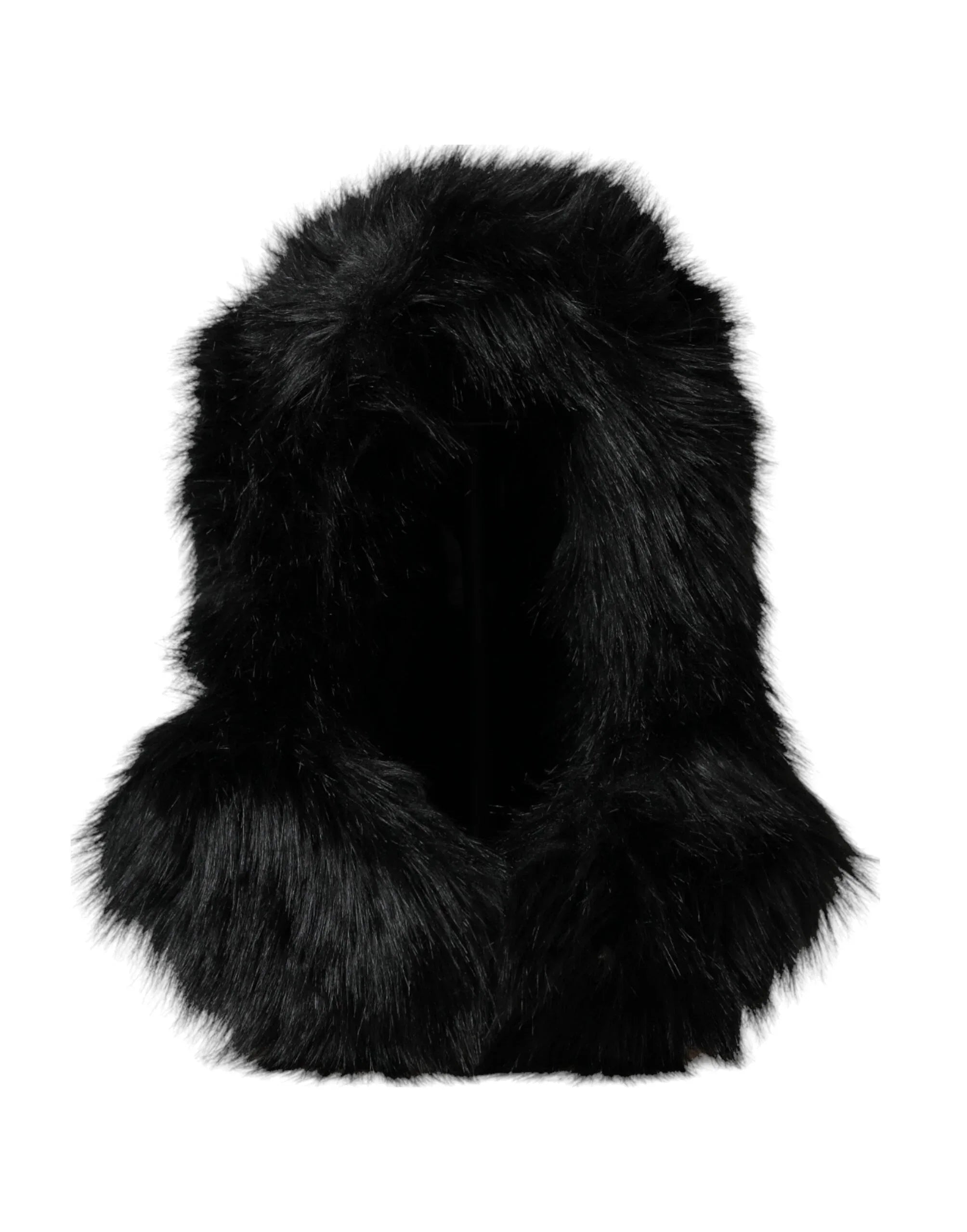 Dolce & Gabbana Black Faux Fur Whole Head Wrap Hat - Zeiniez