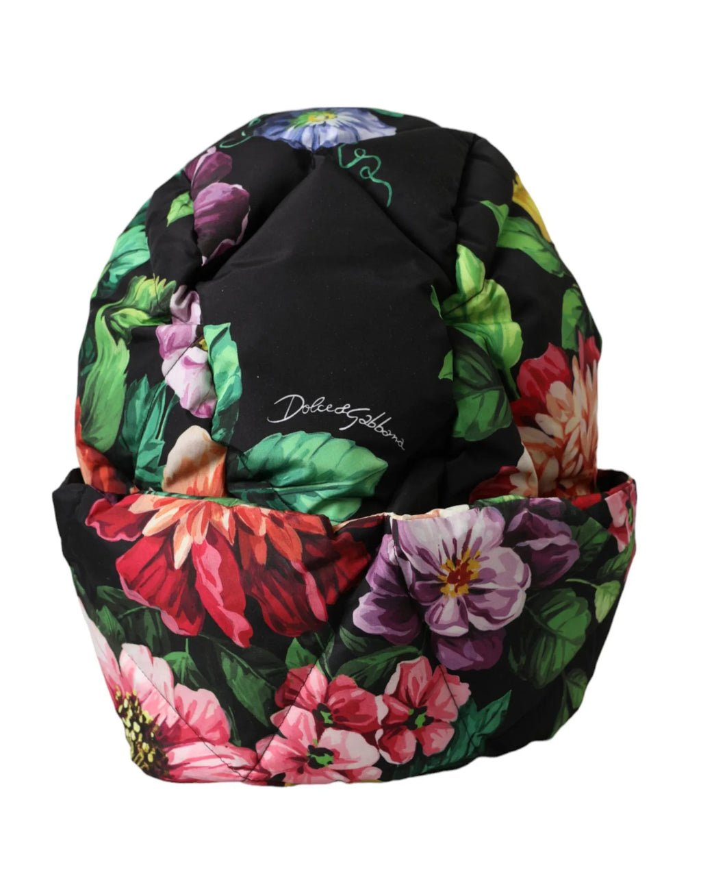 Dolce & Gabbana Black Floral Print Whole Head Wrap Hat - Zeiniez