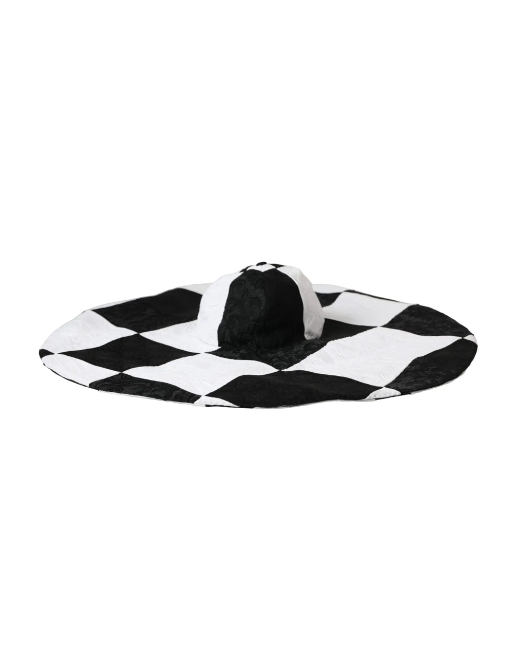 Dolce & Gabbana Black White Checkered Wide Brim Floppy Hat - Zeiniez