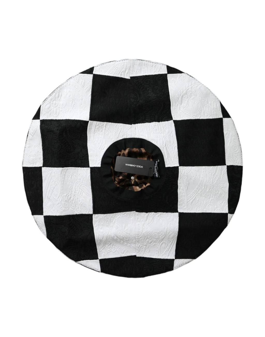 Dolce & Gabbana Black White Checkered Wide Brim Floppy Hat - Zeiniez
