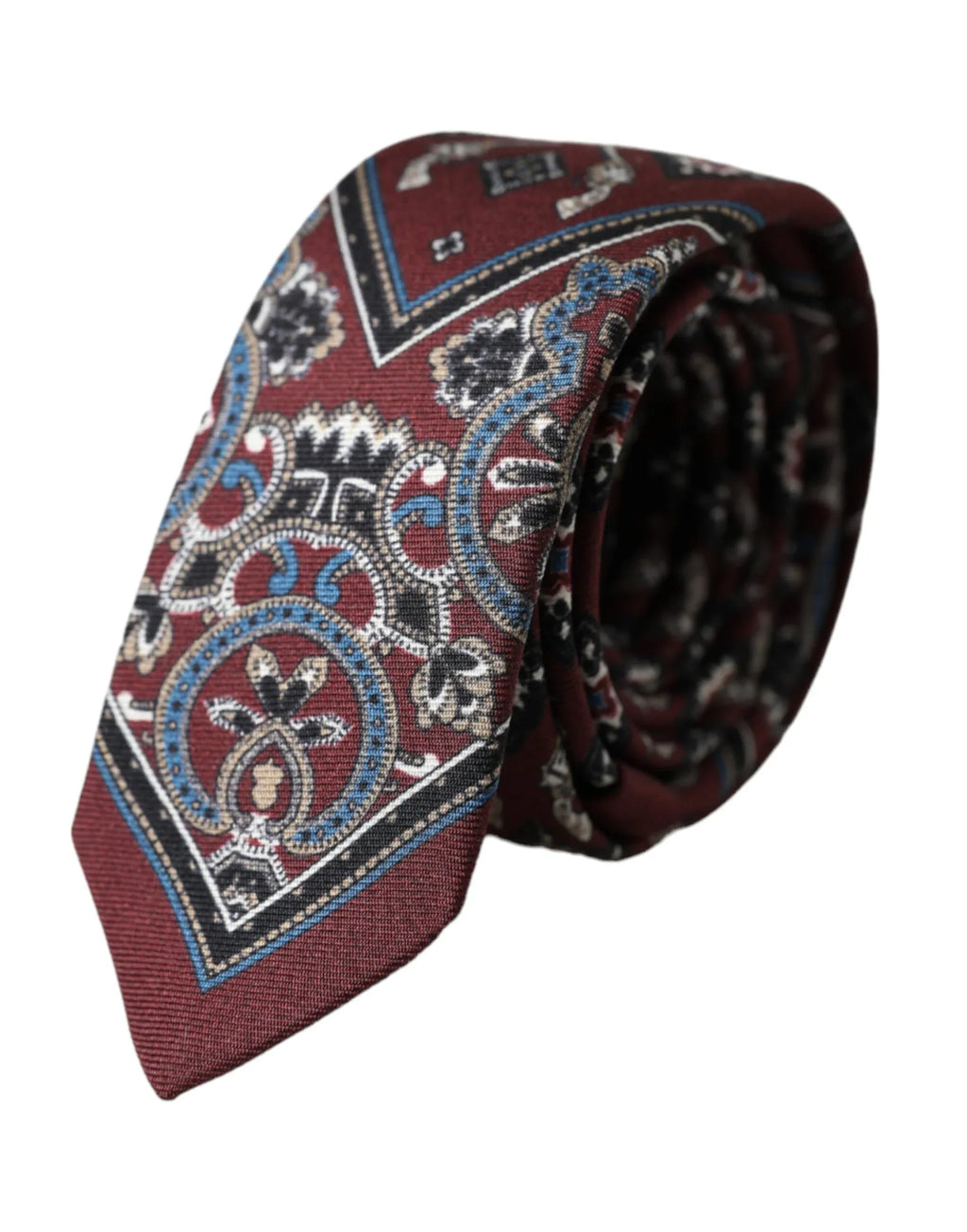 Dolce & Gabbana Bordeaux Printed 100% Silk Adjustable Men Tie - Zeiniez