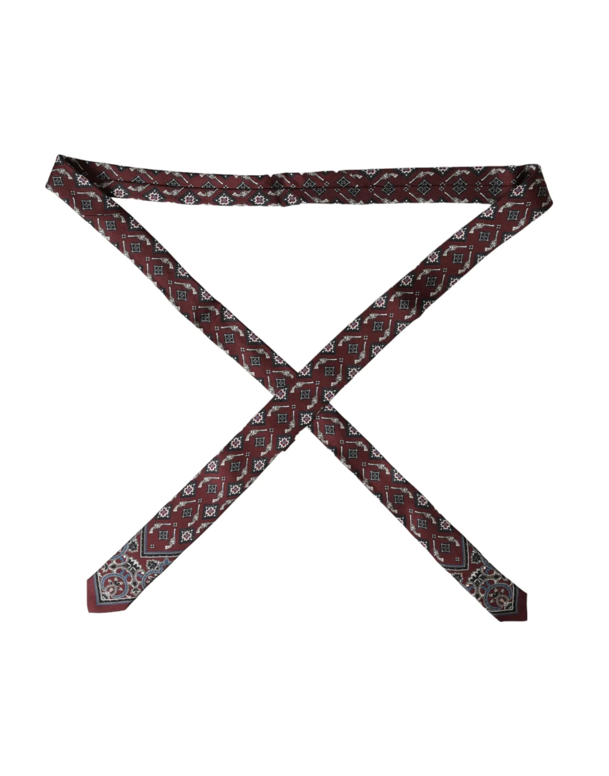 Dolce & Gabbana Bordeaux Printed 100% Silk Adjustable Men Tie - Zeiniez