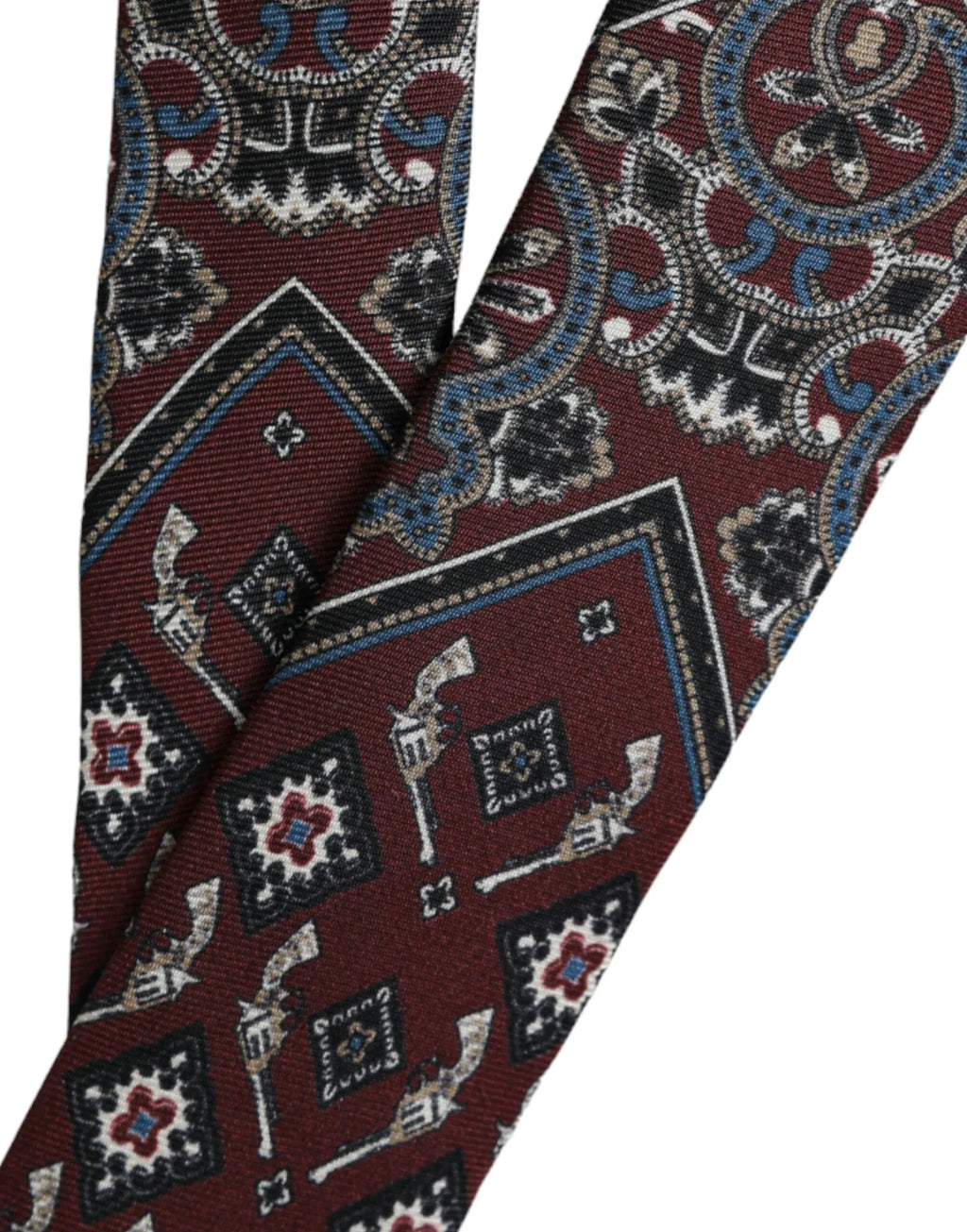 Dolce & Gabbana Bordeaux Printed 100% Silk Adjustable Men Tie - Zeiniez