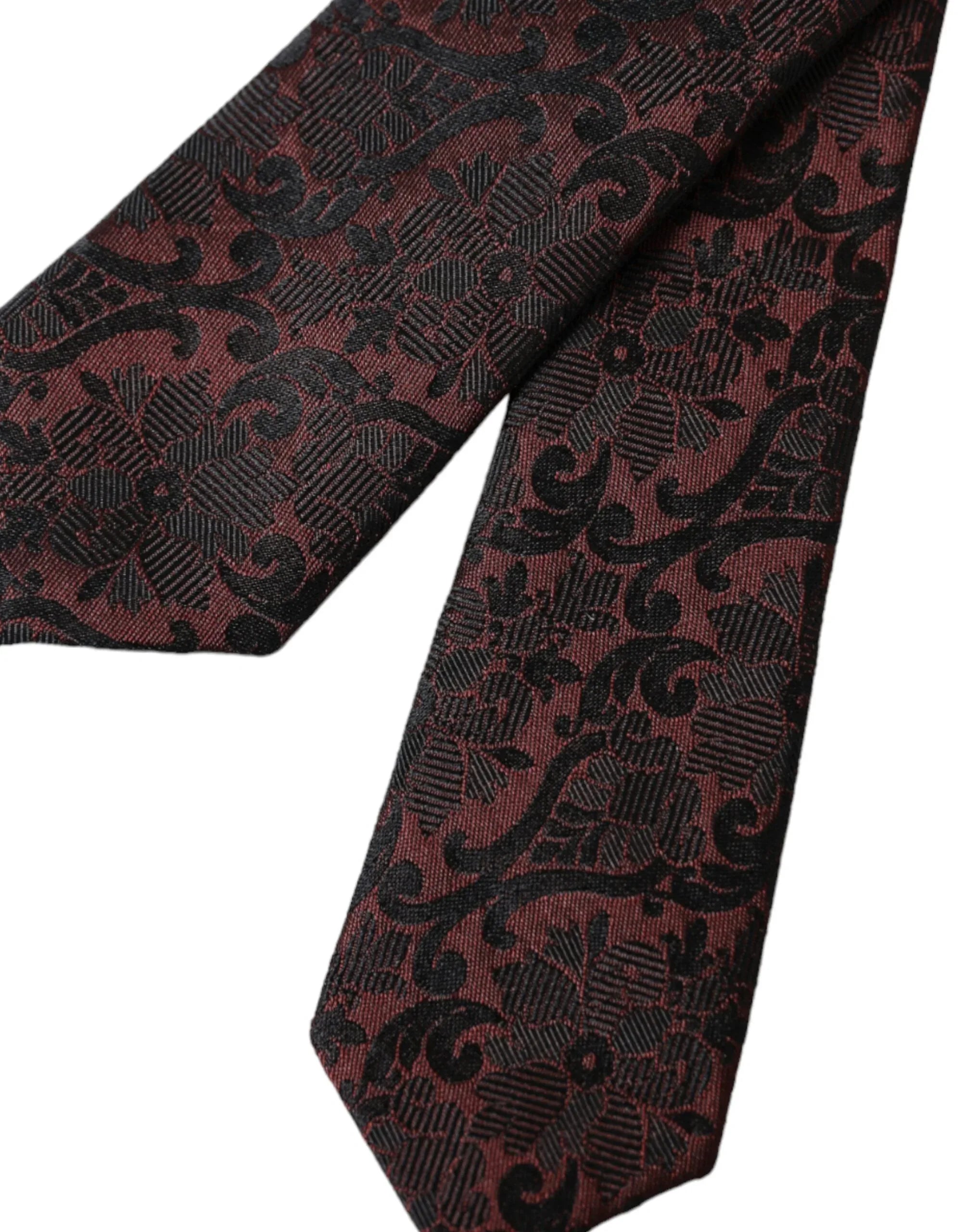 Dolce & Gabbana Maroon Floral Fantasy Silk Adjustable Men Tie - Zeiniez