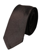 Dolce & Gabbana Brown Solid 100% Silk Adjustable Tie - Zeiniez