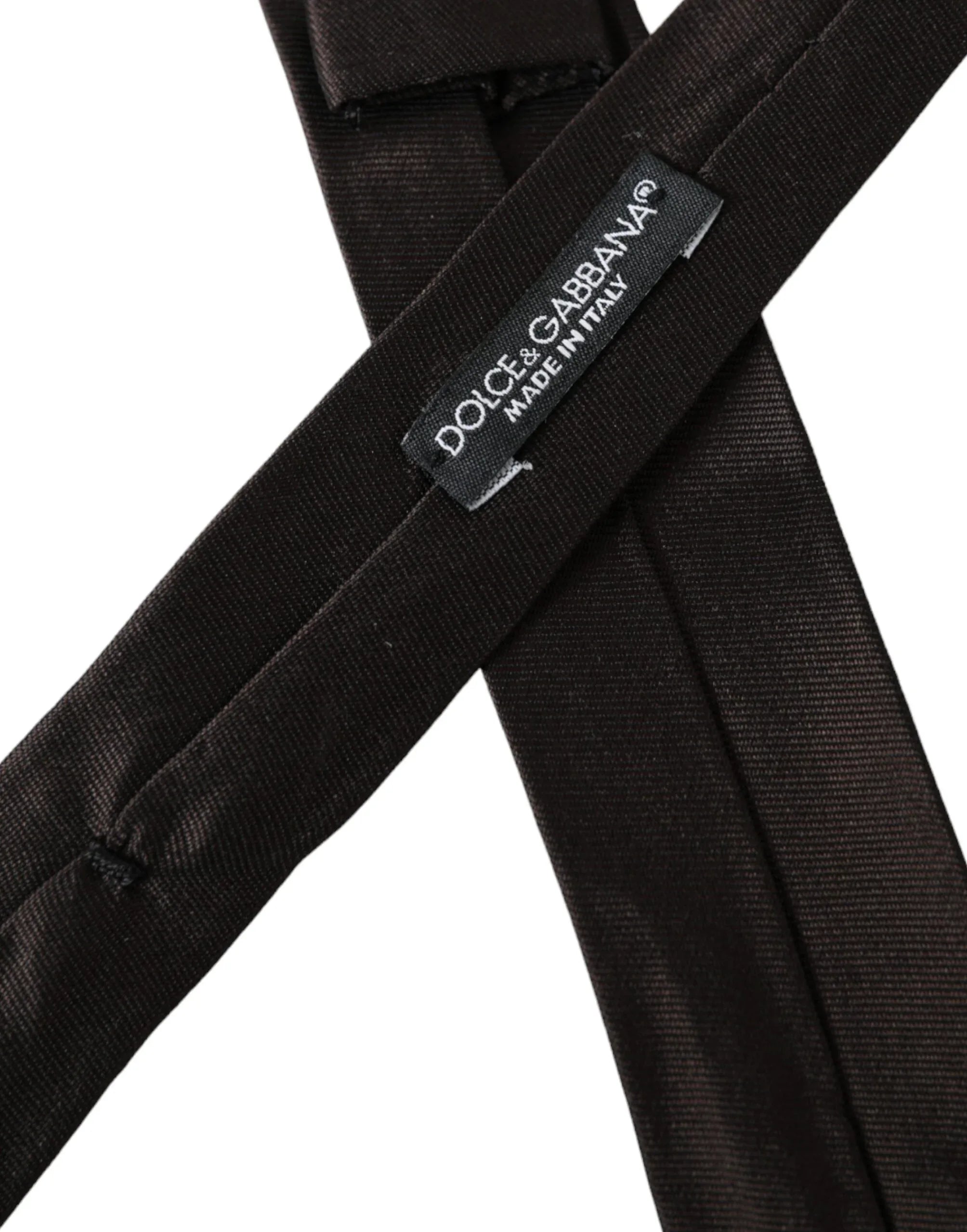 Dolce & Gabbana Brown Solid 100% Silk Adjustable Tie - Zeiniez