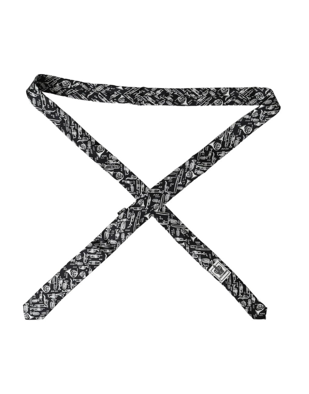 Dolce & Gabbana Black Trumpet Print Silk Adjustable Tie - Zeiniez