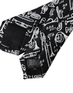 Dolce & Gabbana Black Trumpet Print Silk Adjustable Tie - Zeiniez