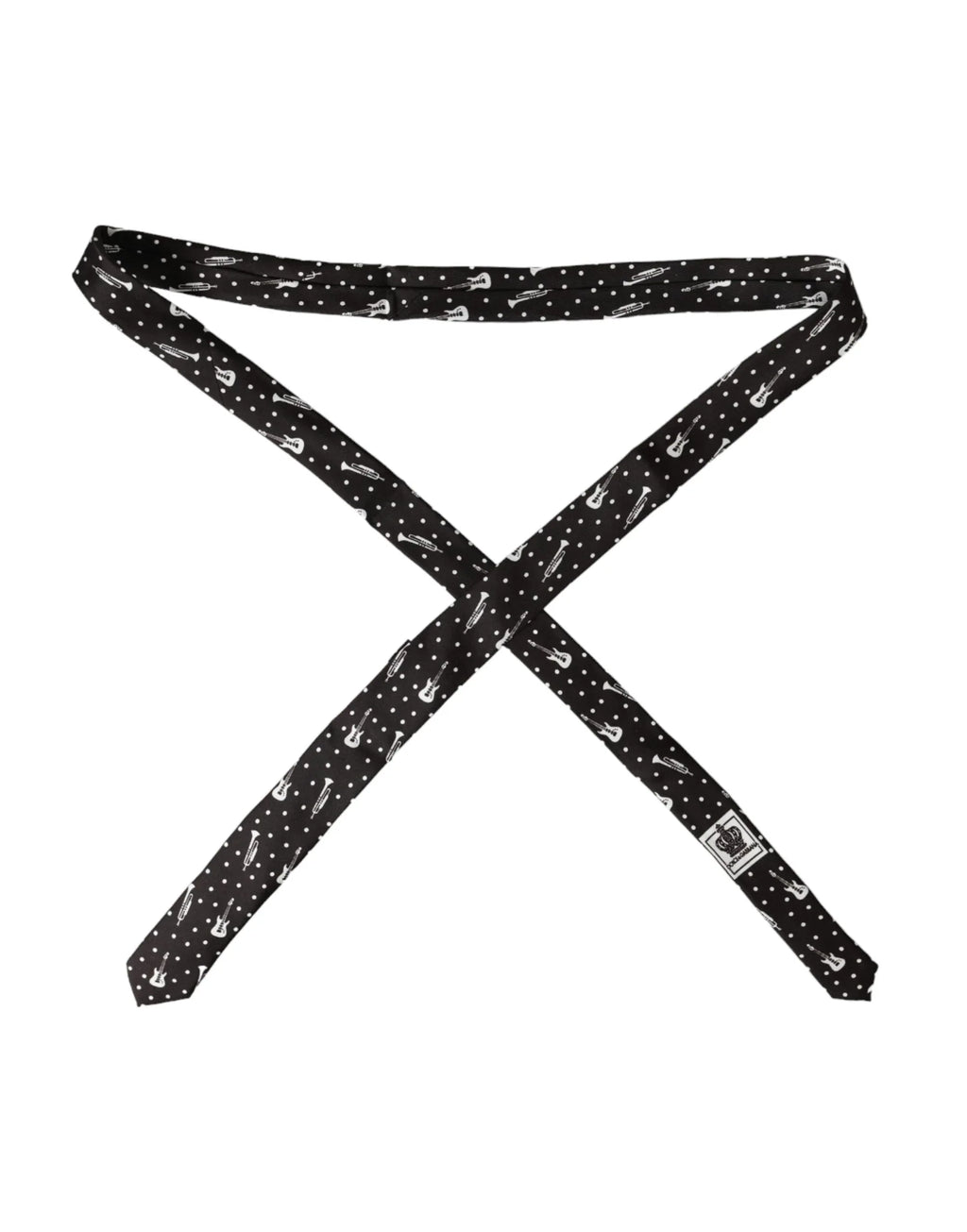 Dolce & Gabbana Black Guitar Print Silk Adjustable Tie - Zeiniez