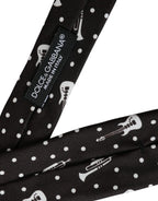Dolce & Gabbana Black Guitar Print Silk Adjustable Tie - Zeiniez