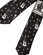 Dolce & Gabbana Black Guitar Print Silk Adjustable Tie - Zeiniez