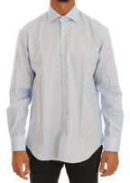 Cavalli Light Blue Cotton Slim Fit Dress Shirt - Zeiniez
