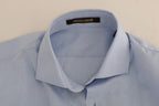 Cavalli Light Blue Cotton Slim Fit Dress Shirt - Zeiniez