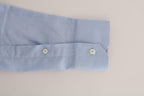Cavalli Light Blue Cotton Slim Fit Dress Shirt - Zeiniez