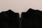 Dolce & Gabbana Black Fur Floral Brocade Zipper Sweater - Zeiniez