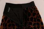 Dolce & Gabbana Brown Leopard Print Silk A-Line Skirt - Zeiniez