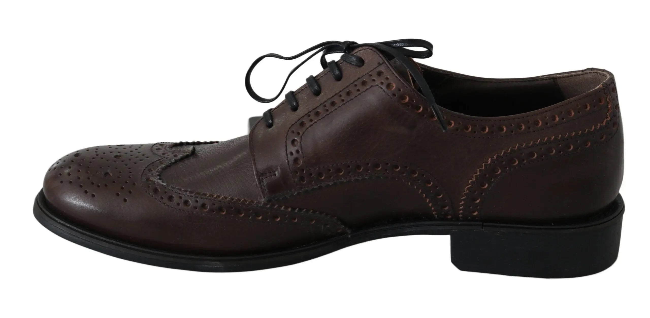 Dolce & Gabbana Brown Leather Brogue Derby Dress Shoes - Zeiniez