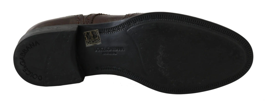 Dolce & Gabbana Brown Leather Brogue Derby Dress Shoes - Zeiniez