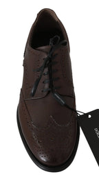 Dolce & Gabbana Brown Leather Brogue Derby Dress Shoes - Zeiniez