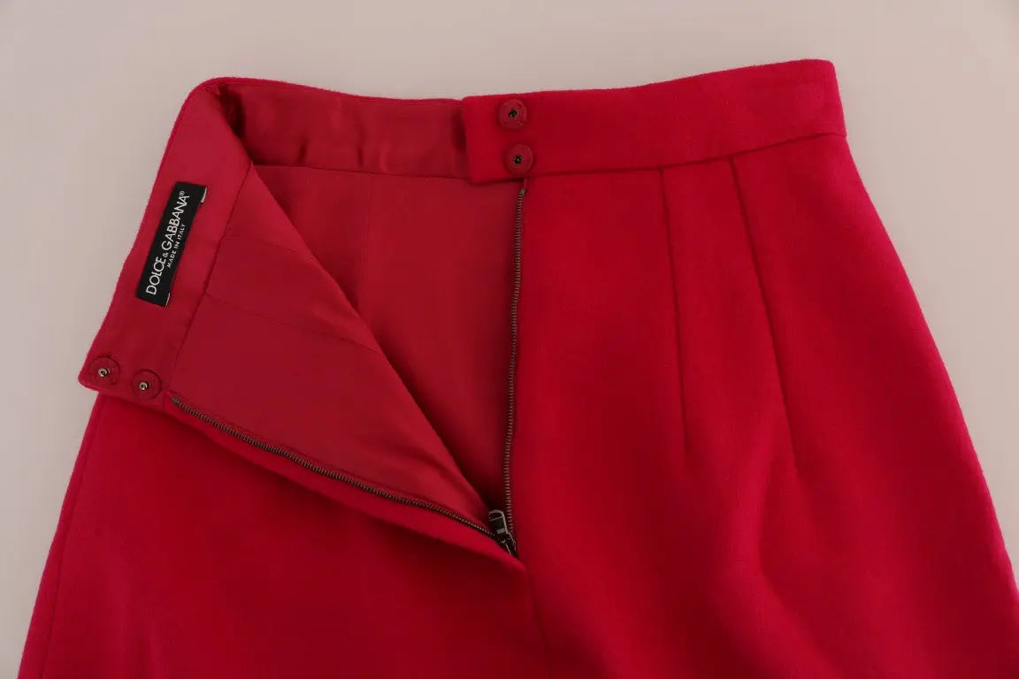 Dolce & Gabbana Pink Wool Knee Long A-Line Skirt - Zeiniez