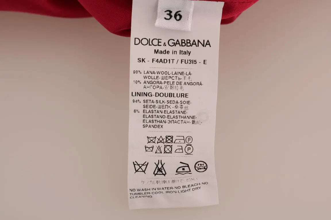 Dolce & Gabbana Pink Wool Knee Long A-Line Skirt - Zeiniez