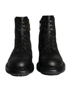 Dolce & Gabbana Black Lace Up Mid Calf Boots Men Shoes - Zeiniez