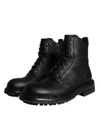 Dolce & Gabbana Black Lace Up Mid Calf Boots Men Shoes - Zeiniez