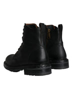 Dolce & Gabbana Black Lace Up Mid Calf Boots Men Shoes - Zeiniez