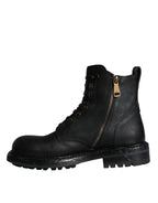 Dolce & Gabbana Black Lace Up Mid Calf Boots Men Shoes - Zeiniez