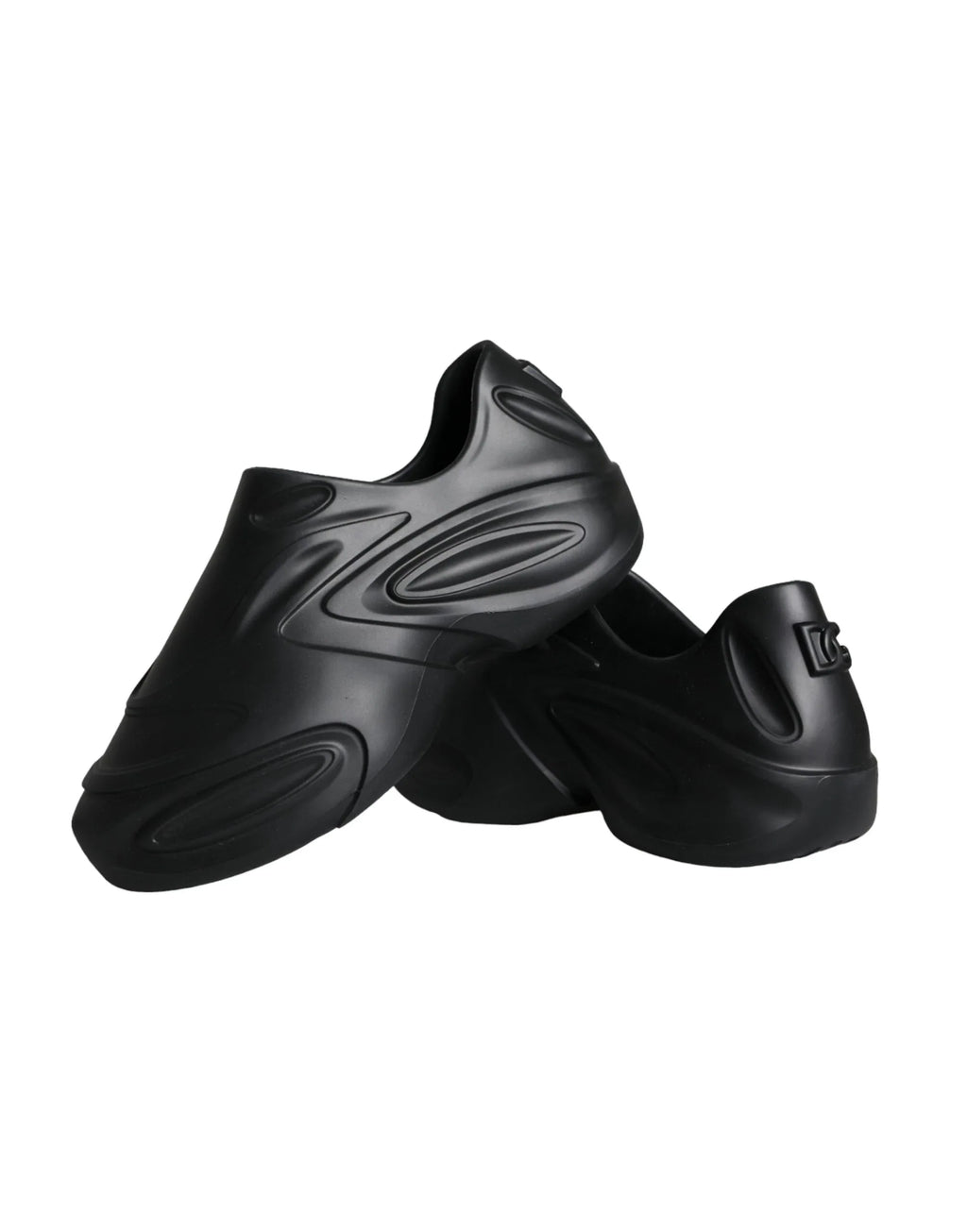 Dolce & Gabbana Black Foiled Rubber Toy Low Top Sneakers Shoes - Zeiniez