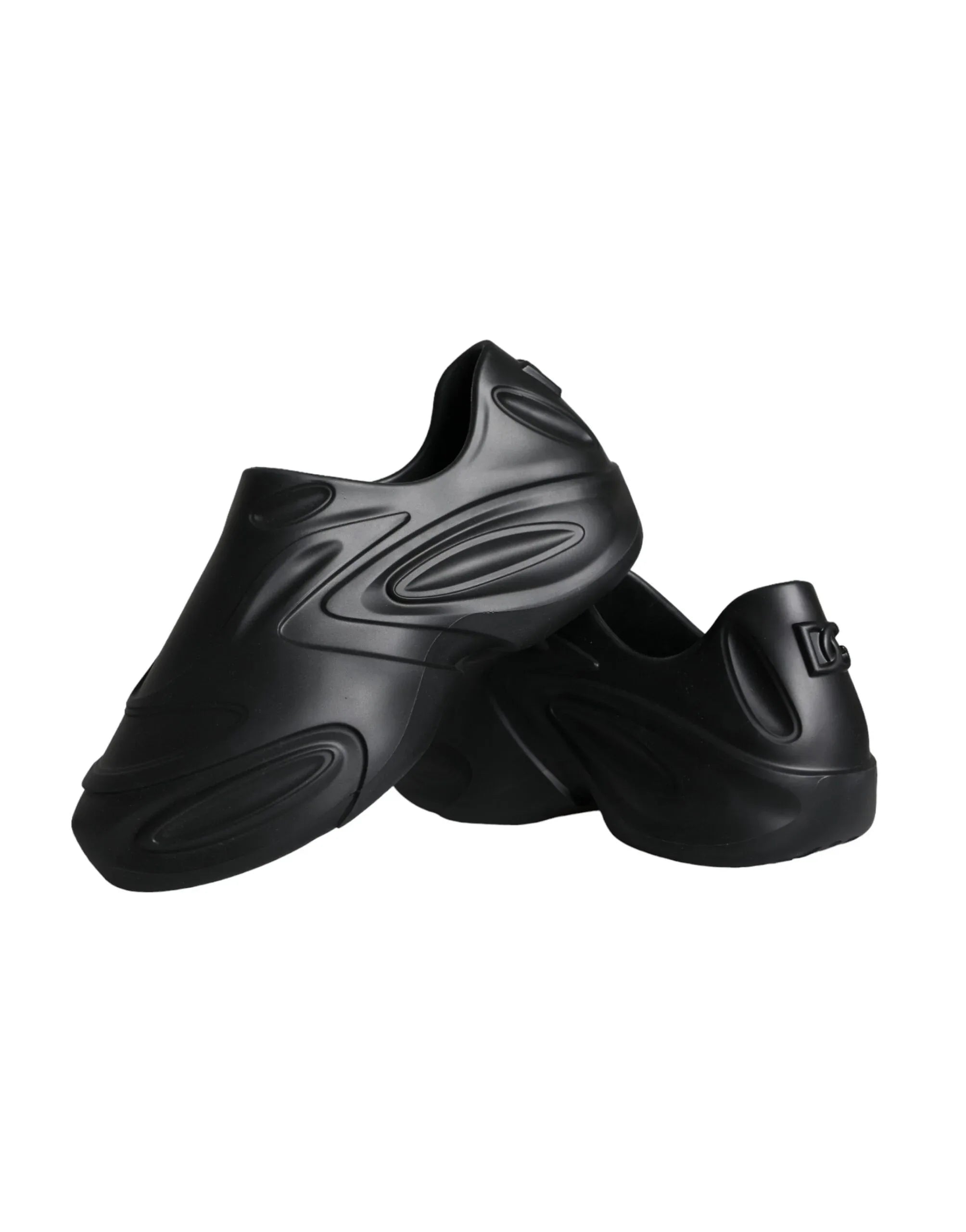 Dolce & Gabbana Black Foiled Rubber Toy Low Top Sneakers Shoes - Zeiniez