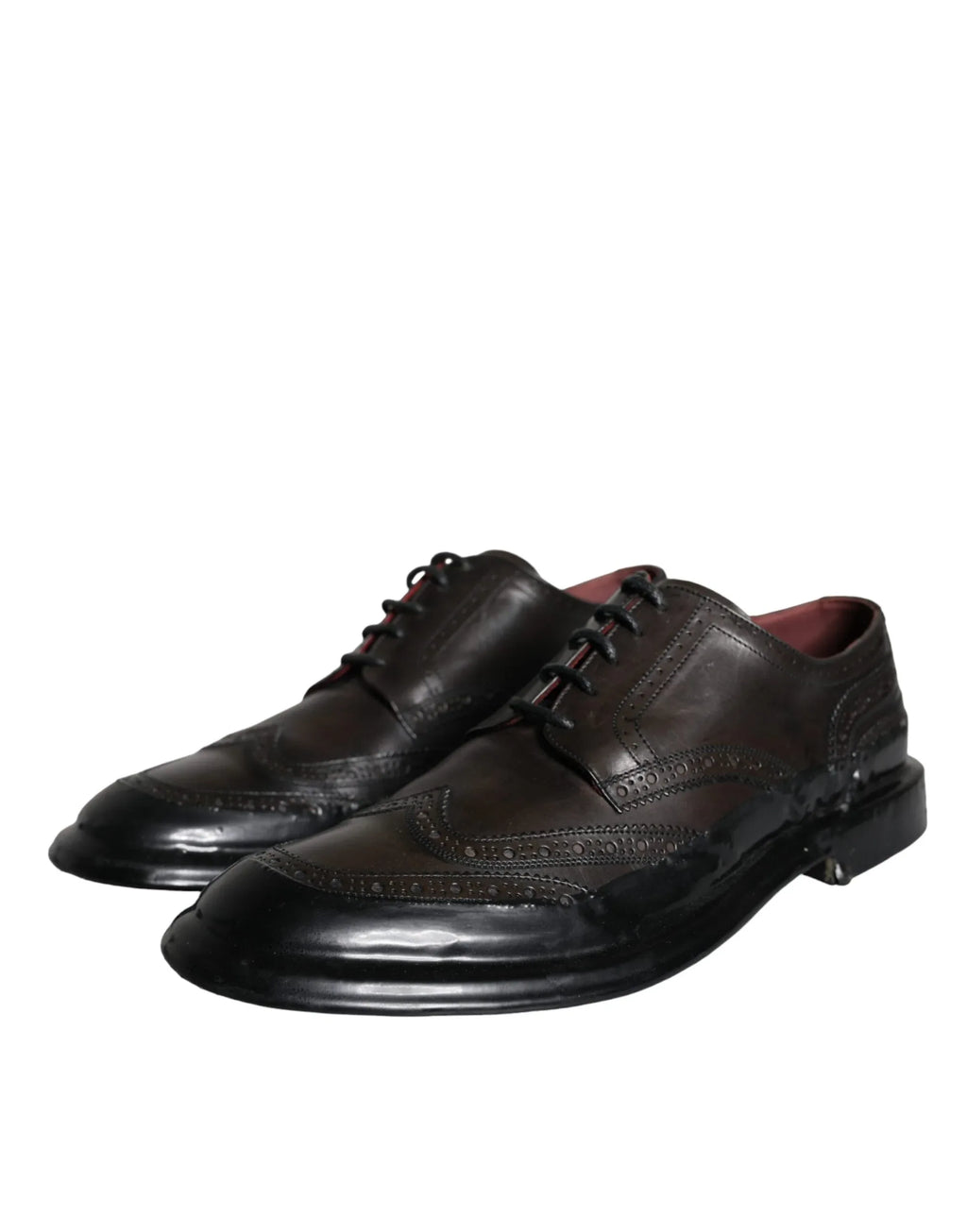 Dolce & Gabbana Black Leather Oxford Wingtip Formal Men Shoes - Zeiniez